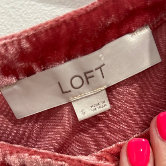 Loft Velvet Ruffle Sleeve Top - Pink - Picture 3 of 5